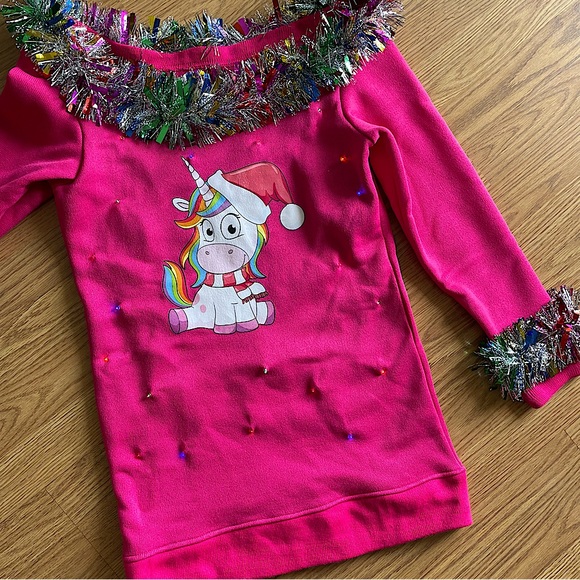 THE UGLY HOLIDAYS 🦄🎄Light Up Unicorn Tunic Sweatshirt - Picture 2 of 11